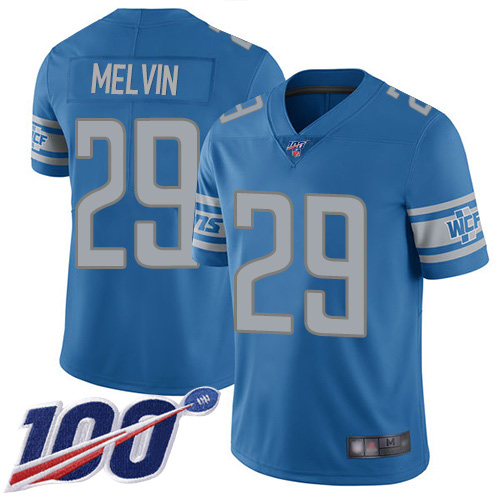 Detroit Lions Limited Blue Youth Rashaan Melvin Home Jersey NFL Football #29 100th Season Vapor Untouchable->youth nfl jersey->Youth Jersey